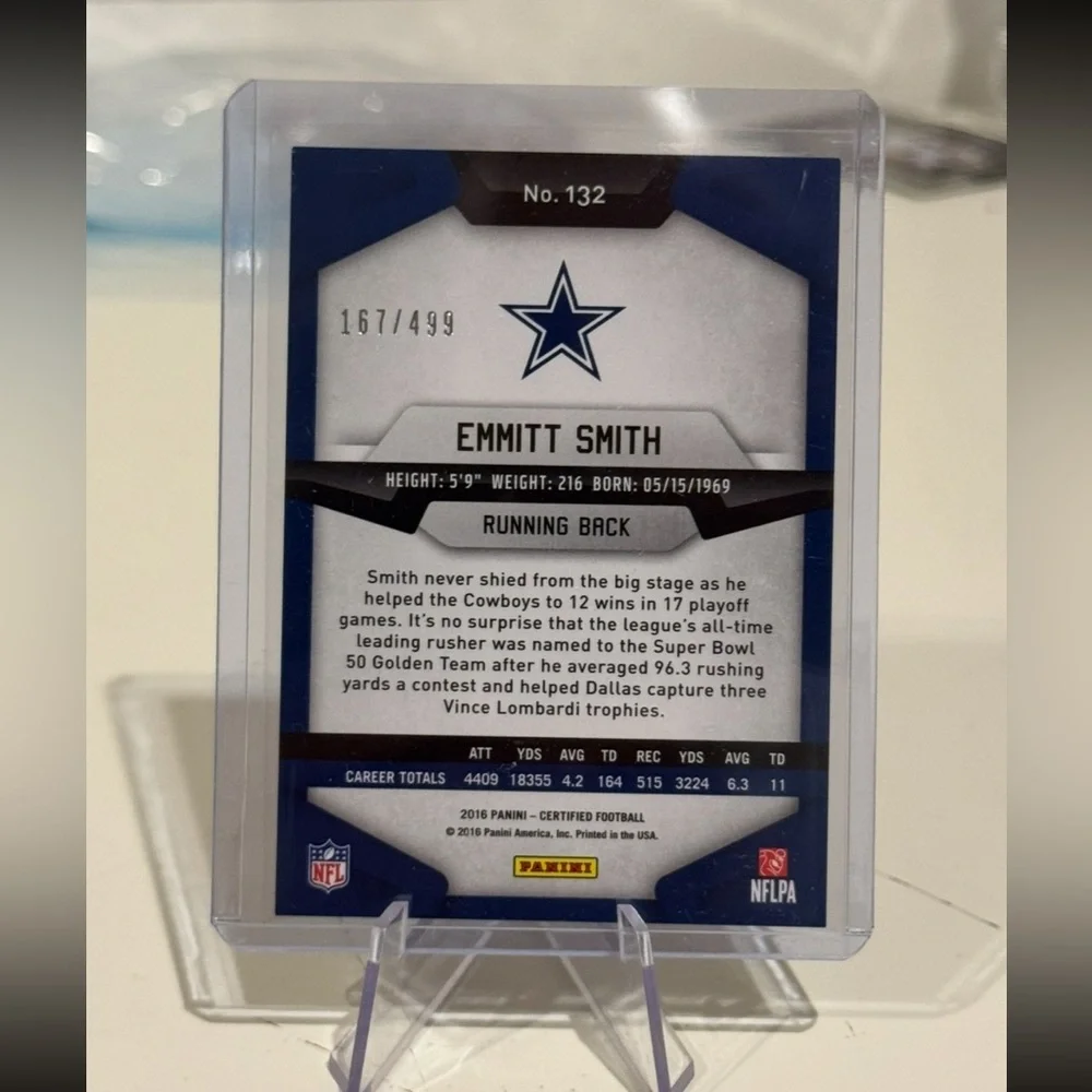 🔥 2016 Emmitt Smith Panini Certified Immortals /499. Dallas Cowboys - Picture 3 of 3